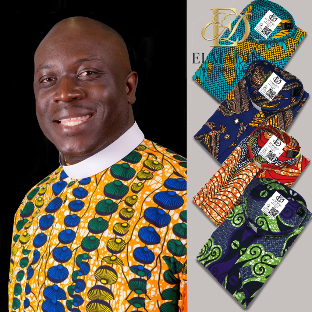 African Print Jak (no tuck) Neckband Shirt Short Sleeve